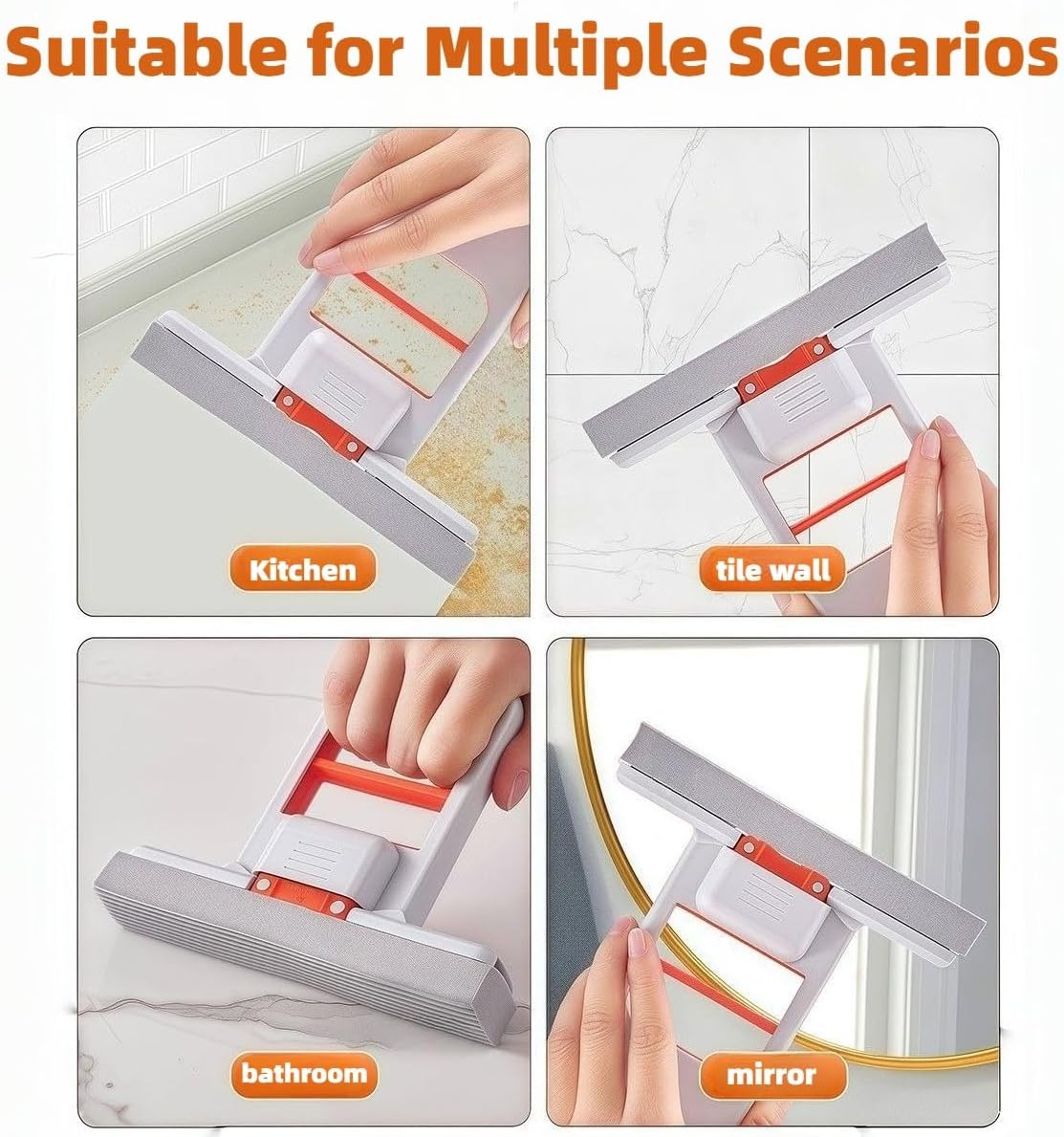 Snap-Grip Mini Mop with 39in Handle — INWEJIA Zero-Touch Gap Dust Cleaner & Locking Head, Disposable Lazy Mop Wet and Dry for Kitchen Bathroom Toilet Corners Window Wall Cleaning