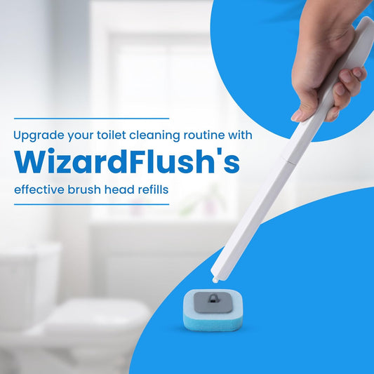 MIRACLEAN WizardFlush Toilet Brush Head Refill - Disposable Toilet Scrubber Refills - Removes Rust & Hard Water Stains - Toilet Bowl-Cleaner for Bathroom - 30 Disposable Brush Heads