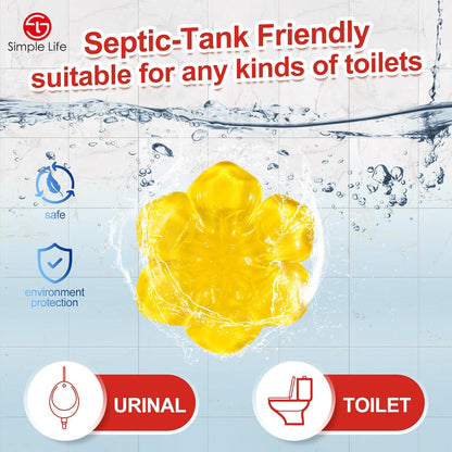 Simple Life Toilet Bowl Cleaner Gel | Fresh Flower Toilet Gel Stamp | Stops Limescale and Stains with Air Freshening Scent | Deodorizing Clean | 32 Stamps, Blue & Green