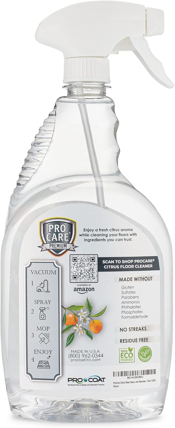 ProCare Floor Cleaner (Made in USA) | Tile, Stone, Laminate, Vinyl & Natural Wood Floor Cleaner for Mopping, Household Supplies, Cleaning Solution with Citrus Aroma - 1 Gal (128 Fl Oz)
