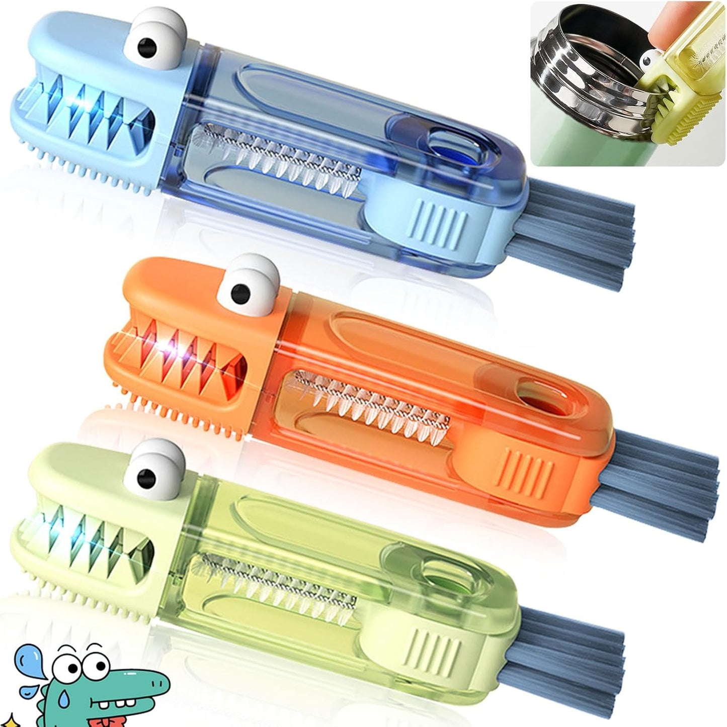 3 in 1 Cup Lid Cleaning Brush, Portable Gap Cleaner Brush - Multifunctional Bottle Cleaning Brush for Bottle Gap/Tight Spaces/Travel Bottle Lid, Home Kitchen Crevice Brush Tools, 3 PCS