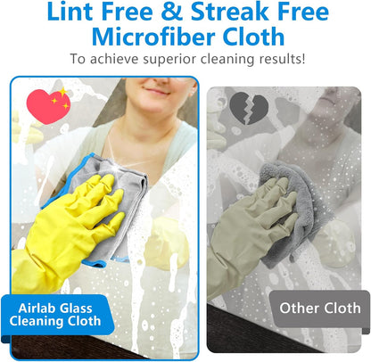 Glass Polishing Cloth Streak Free Miracle Cleaning Cloth Lint Free Microfiber Cleaning Rags for Glasses Kitchen Dish Mirrors Easy Clean, Pack of 6, 12" x 12"