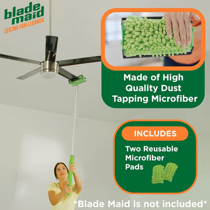 Blade Maid Ceiling Fan Blade Cleaner & Duster | Extendable Pole for High Ceilings, Moldings, Blinds, Walls & Cars, Corner Cleaning Tool, with Reusable Microfiber Pads | Size 3 feet (Pack of 1)