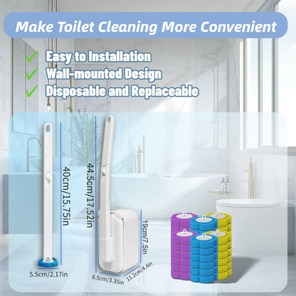 Disposable Toilet Brush,Toilet Bowl Brush with Holder,36 Refills Toilet Bowl Cleaner,Toilet Cleaning Supplies,Wall Mounted Toilet Wand Brush Kit for Cleaning and Bathroom Maintenance