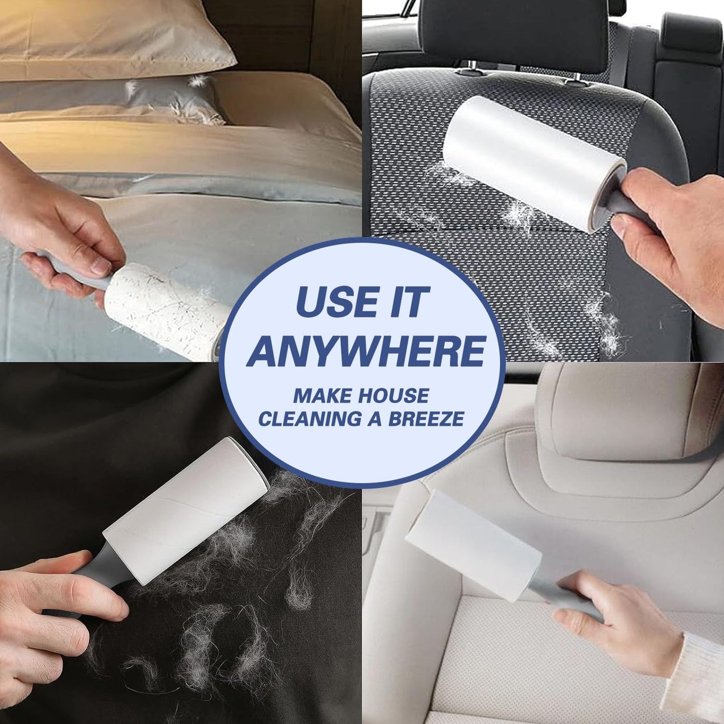 Lint Rollers for Pet Hair Extra Sticky, 600 Sheets Value Set Lint Roller with 2 Upgraded Handles, 6 Rollers Portable Pet Lint Remover for Clothes, Furniture, Carpet, Dog & Cat Hair Removal