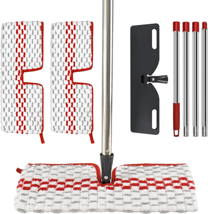 Microfiber Dust Mop Set for Floor Cleaning, Flat Mop for Wet & Dry to Clean Washable Flip Mops Pad for Ocedar Hardwood Floor 'N More 3-Action Mop, Adjustable 58" Mops Handle & 2 Reusable Refill & Base