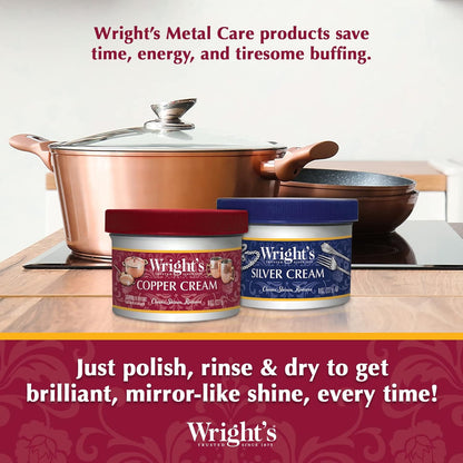 Wright's by Weiman Silver Cleaner and Polish Cream with Polishing Cloth, Ammonia-Free, Gently Clean & Remove Tarnish without Scratching