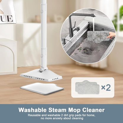 Steam Cleaner, 6 in1 Rotated Steam Mop Cleaner with 2 Modes, 2 Microfiber Pads, 400ML Removable Tank, 23FT Power Cable, Detachable Steam Mops for Floor, Laminate Floor, Tiles Cleaning (Azure)