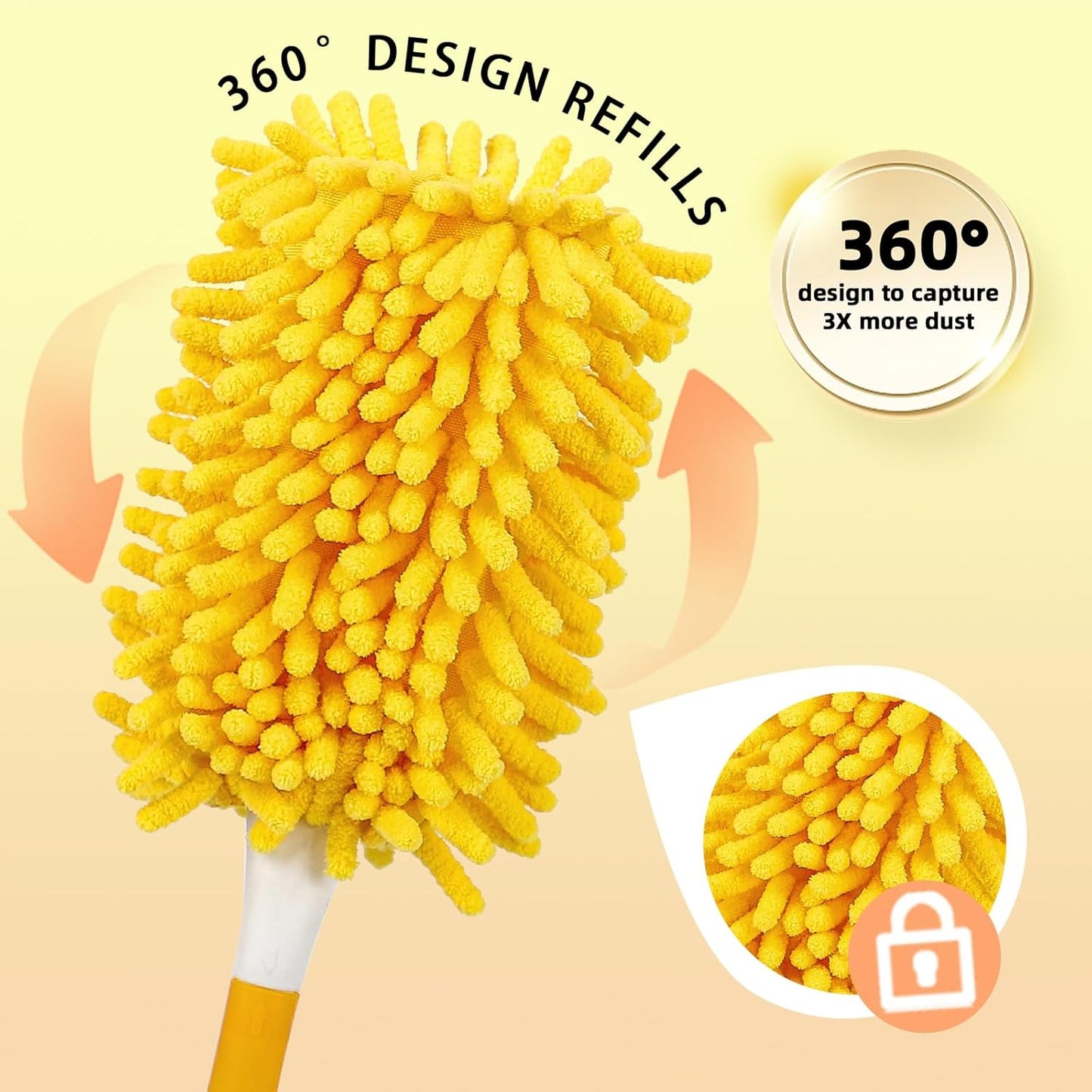 Reusable Duster Refill Compatible with Swiffer Hand Duster - 360 Heavy Duty Dusters Refills - Microfiber Ceiling Fan Duster for Swiffer Dusters Extended Handle, 4 Pack(Handle is Not Included)