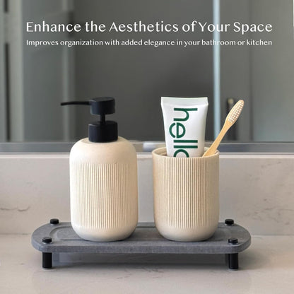 2PCS Water Absorbing Stone Soap Tray for Kitchen Bathroom Sink, Quick Dry Diatomaceous Earth Drying Rack and Shower Caddy, Soap Dispenser and Sponge Holder Organizer for Countertop, TWINKLE MOMENT; Pure White