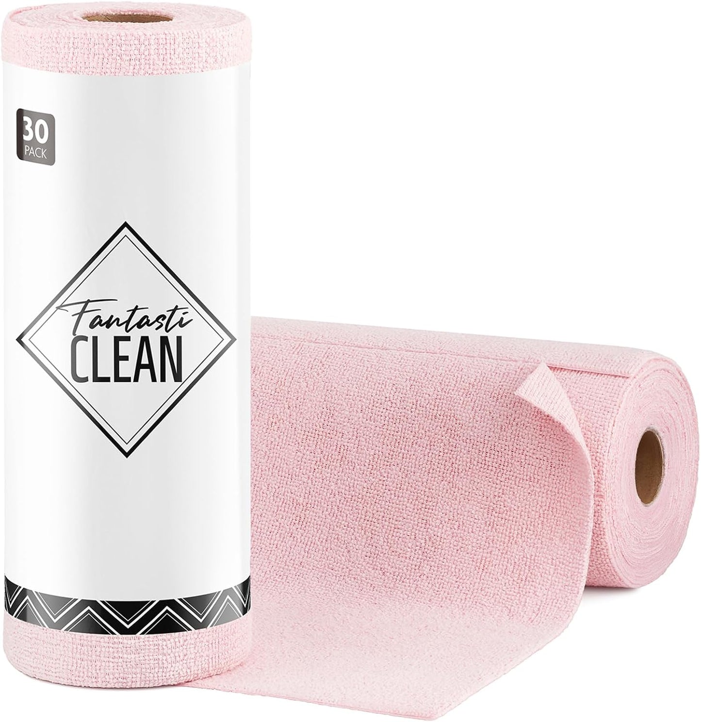 Fantasticlean Microfiber Cleaning Cloth Roll -75 Pack, Tear Away Microfiber Towels, 12" x 12", Reusable, Washable, Scratch Free, Ultra Absorbent Dishcloth for All-Around Cleaning Supplies (White)