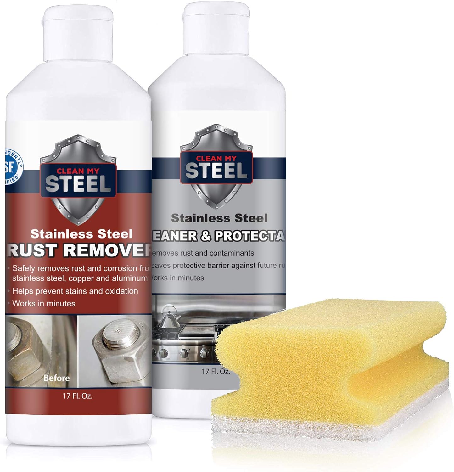 CLEAN MY STEEL Innoshine B570 Stainless Steel Rust Remover and Cleaner, NSF Certified, Approved for Food Contact Areas, 4 oz