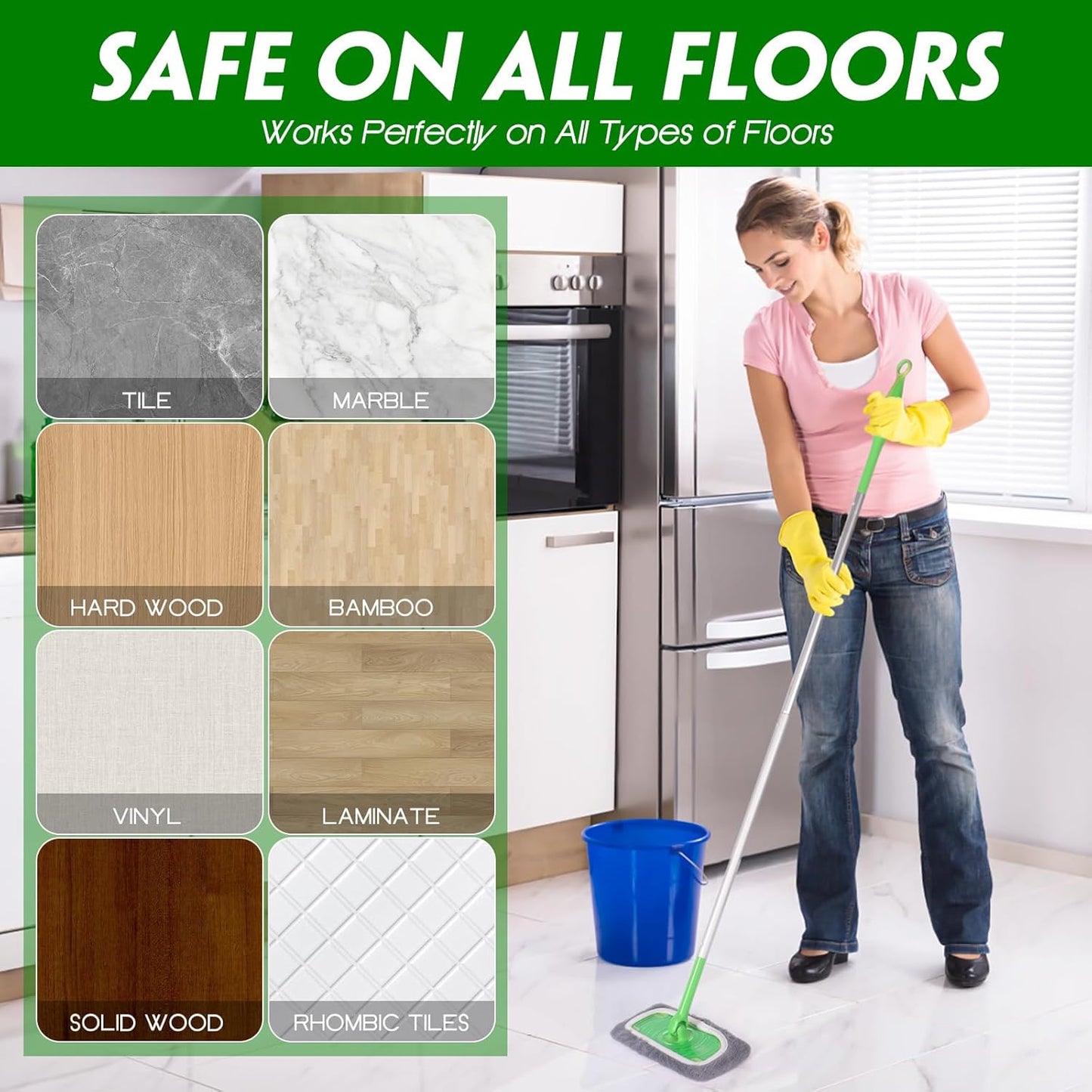 Reusable Microfiber Mop Pads for Swiffer Sweeper Mop - Dry Sweeping Cloths & Wet Mopping Cloths for Household Cleaning - Washable Wet Pads for Mopping Floors - 4 Pack (Mop is not Included)