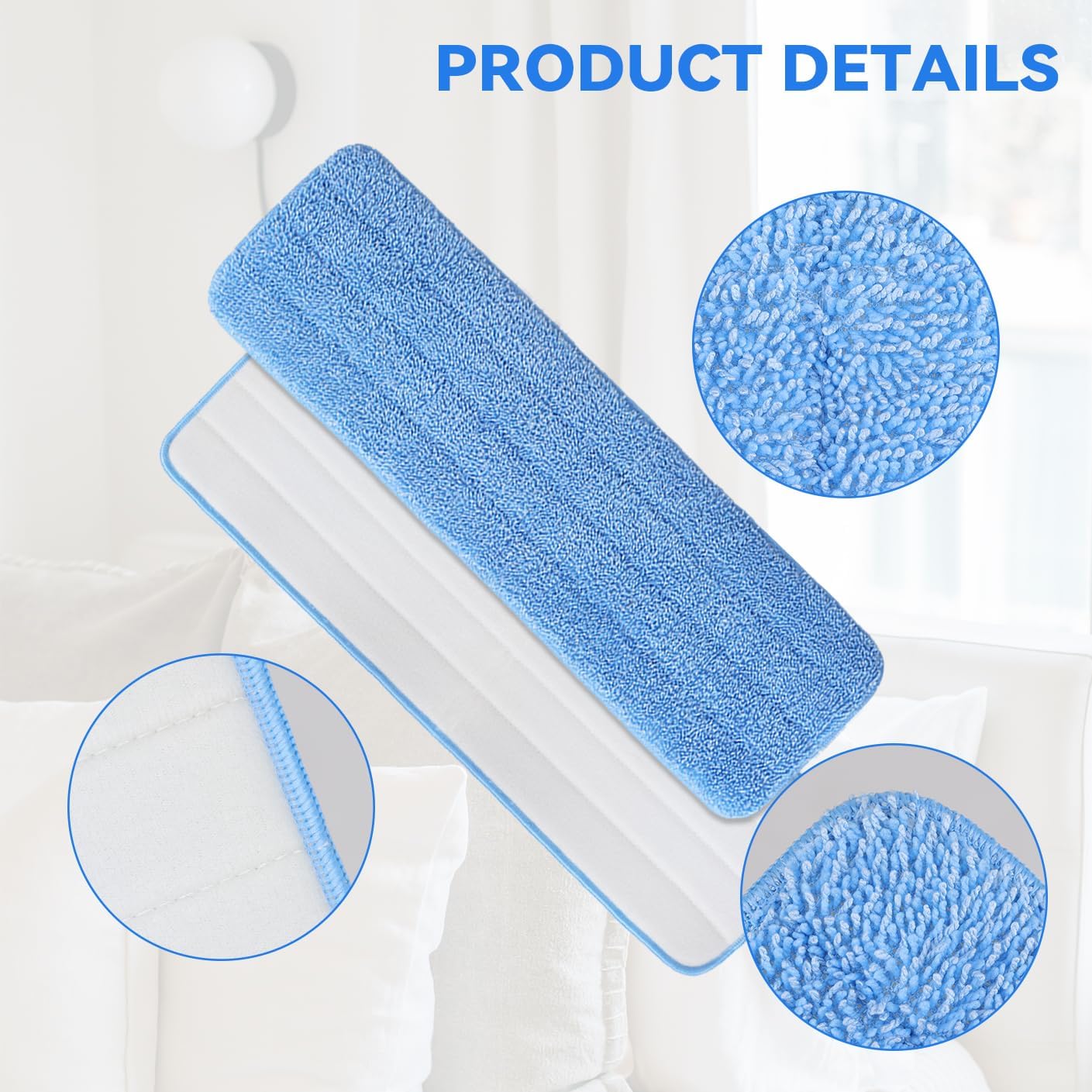 36" Microfiber Pad for Rubbermaid Commercial 36 Inch Mop Head - 6 Pack Replacement Wet & Dry Commercial Reusable Cleaning Mop Refills Fit for Any Microfiber Flat Mop System 36"