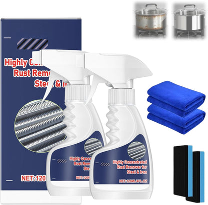 2Pcs Rust Remover,Highly Concentrated Steel Rust Remover, Heavy Duty Rust Removal For Metal,Removedor De Spray For Metal, Tools, Stainless Steel, Automotive Parts,Fast Acting Rust