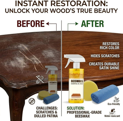 Natural Beeswax Repairing and Care Spray, 120ml Beeswax Wood Polish Spray, Restores Shine & Removes Scratches, For Wood Floors, Furniture and Wooden Cabinet (1 Set)