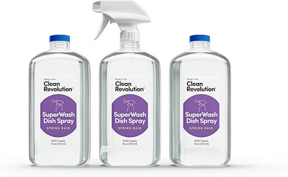 Clean Revolution SuperWash Dish Soap Spray 128oz Refill Supply Container, Ready to Use Formula, Citrus Fragrance, 1 Pack