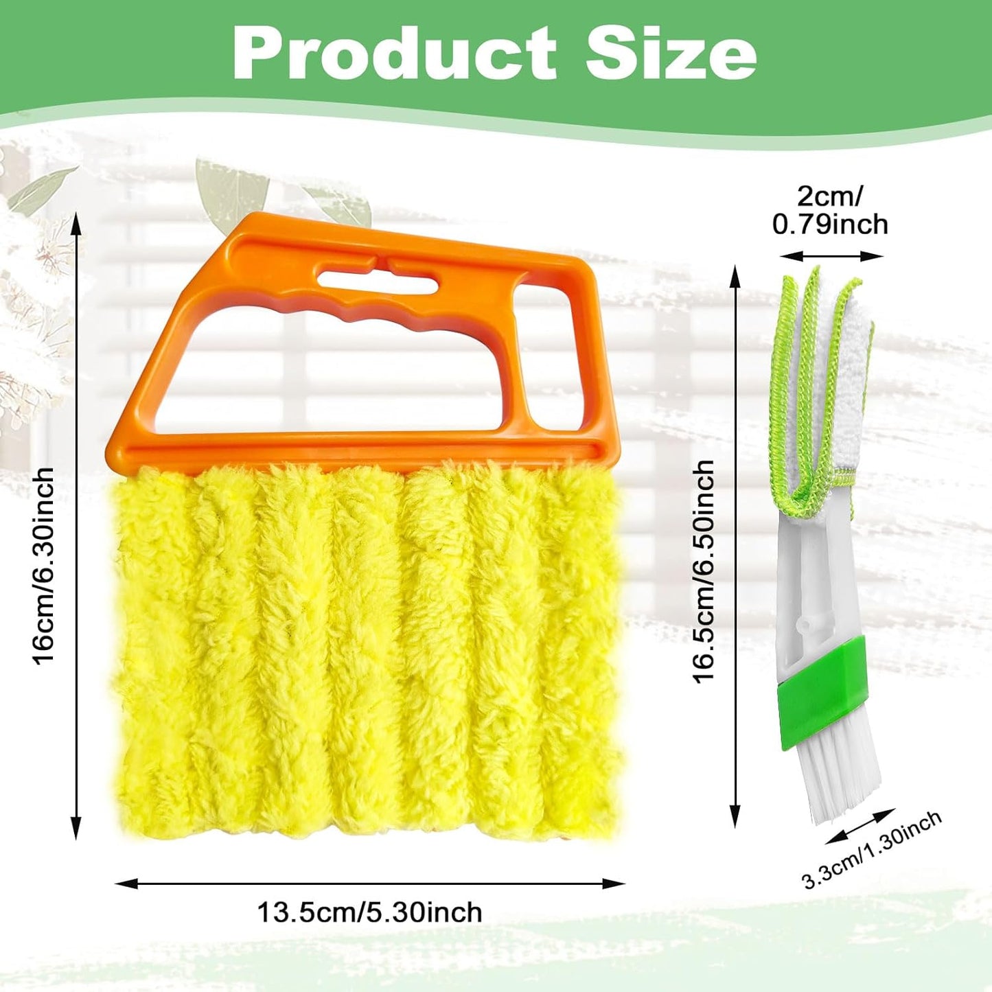 4Pcs Blind Cleaner Duster Tool Set with 7-Finger & 3-Finger Brushes，Washable Multi-Surface Dusting Kit for Wood Blinds, Venetian Blinds, AC Vents, Car Vents, Shutters & Fans (Yellow+Green)