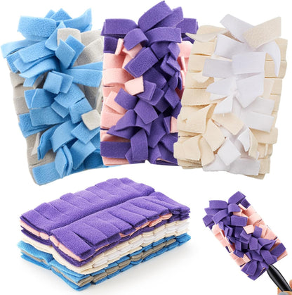 Zubebe 12 Pcs Duster Refill Reusable Fleece Duster Refills Feather Flat Dusters Multi Surface Washable Cleaning Pads Tools for Home, Blinds, Car, Pet, Furniture, Fans (Dark Color)