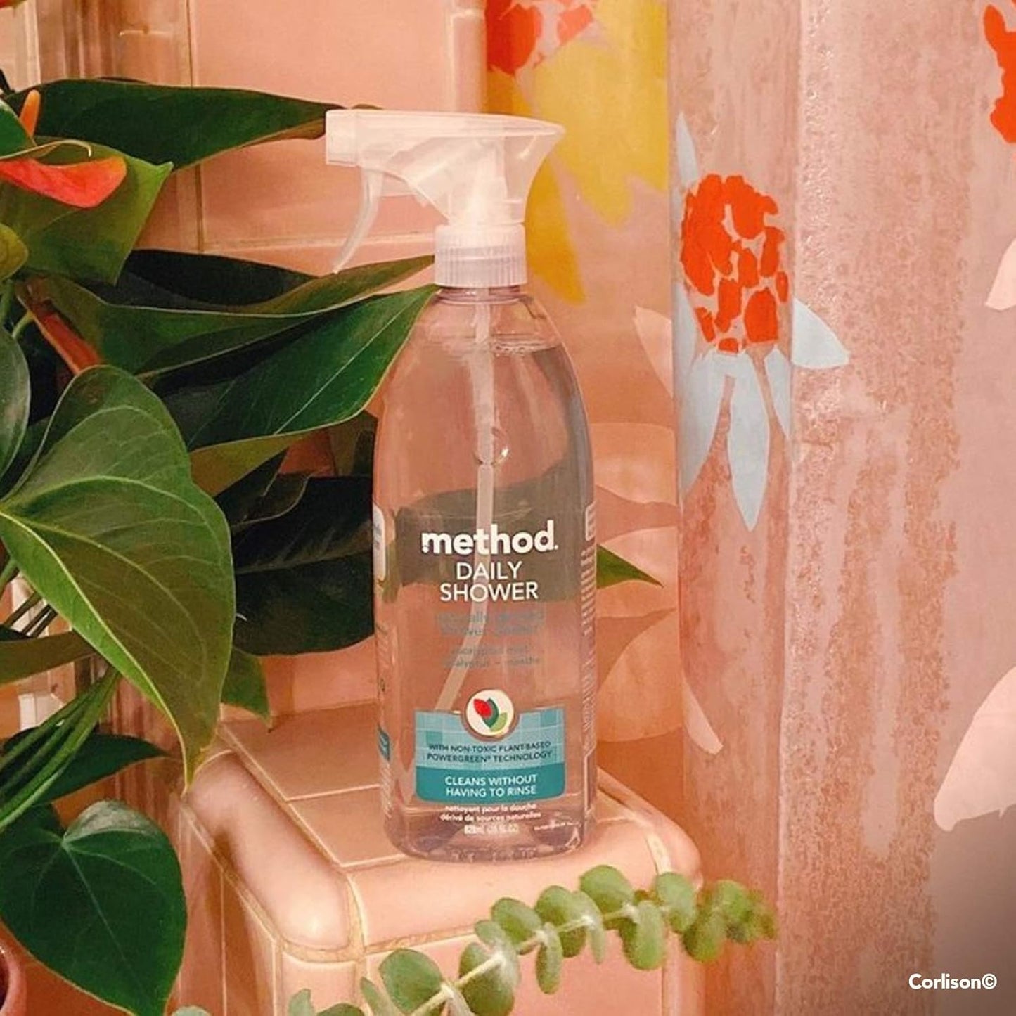 Method Daily Shower Cleaner Spray, & Spray and Walk Away, Eucalyptus Mint Scent, 28 Fl Oz, (Pack of 8), Packaging May Vary