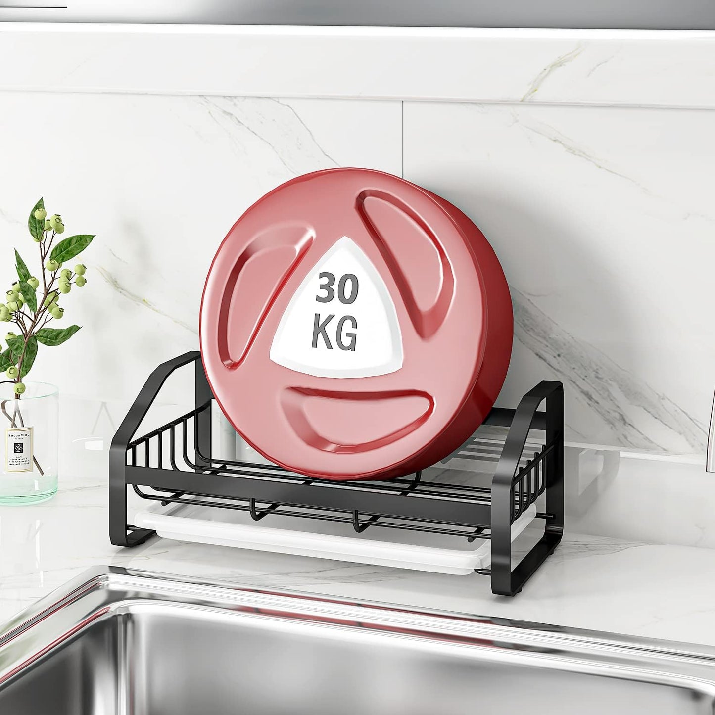BSKSSK Sink Caddy, Sponge Holder for Kitchen Sink, Bathroom Sink Organizer, 304 Stainless Steel Kitchen Countertop Organizer Soap Tray with Removable Drain Tray-Black