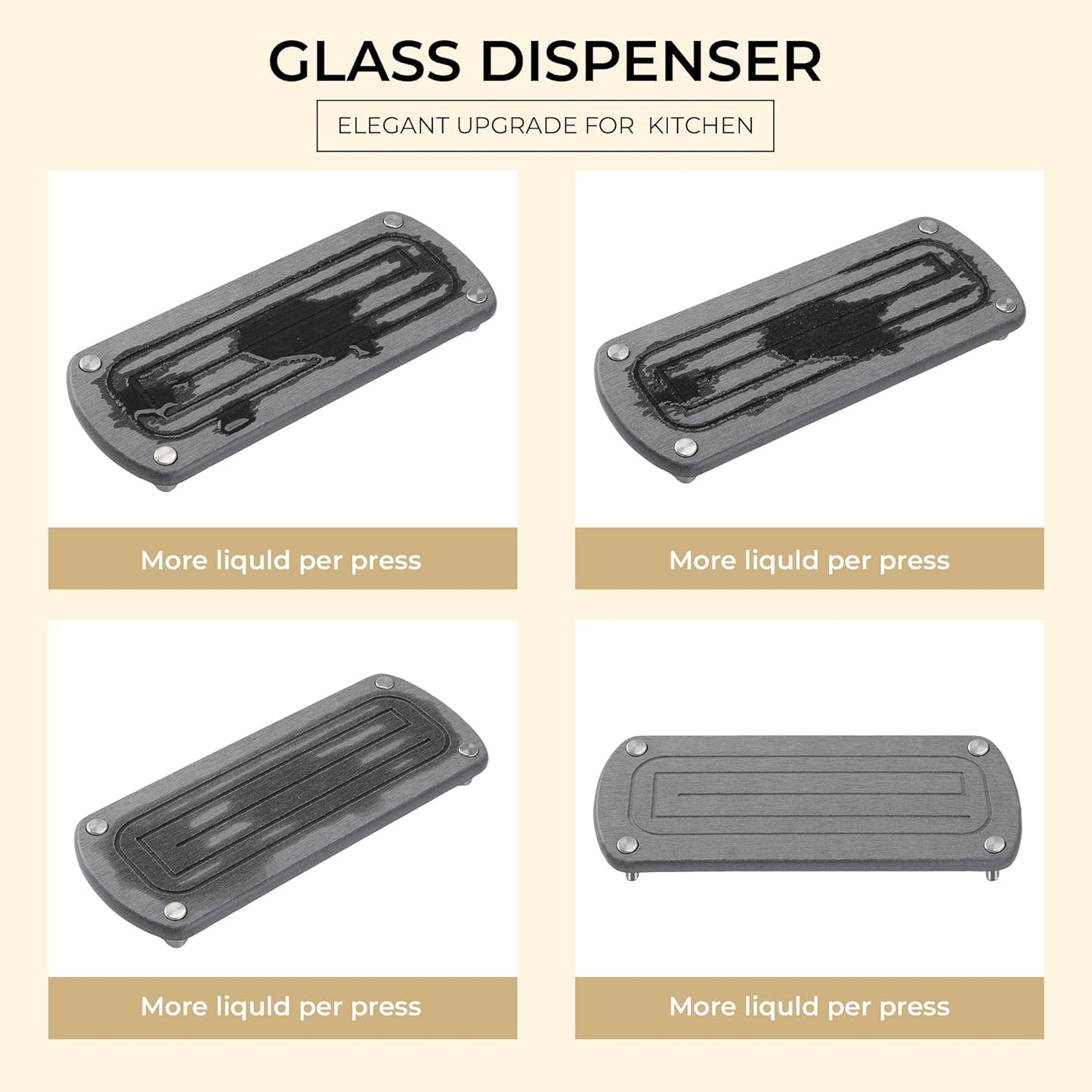 [Luxury] Kitchen Soap Dispenser Set - 16OZ Amber Glass Bottle, Stainless Steel Pump, Instant Dry Tray, Waterproof Labels, Non-Slip Silicone Pad, and Dish Brush | Upgrade for Your Kitchen and Bathroom