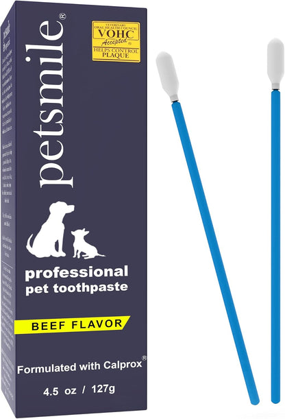 Petsmile Professional Pet Toothpaste for Cats & Dogs - VOHC Accepted Toothpaste - Clinically Proven to Control Plaque & Tartar Calprox Formula (London Broil, 4.2 Oz)