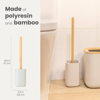 Vigar Zense Toilet Brush and Holder Set, Toilet Bowl Brush with Polyresin Stone Holder, Bathroom Sets for Bathroom Decor and Accessories, Terrazzo