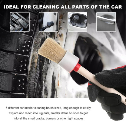 10PCS Car Detailing Brush Set, Auto Detail Dust Brushes with Premium Boar Hair & PP Bristles, Interior Exterior Cleaning Tool Mixed Hair Brush Kit for Air Vents, Seats, Wheels