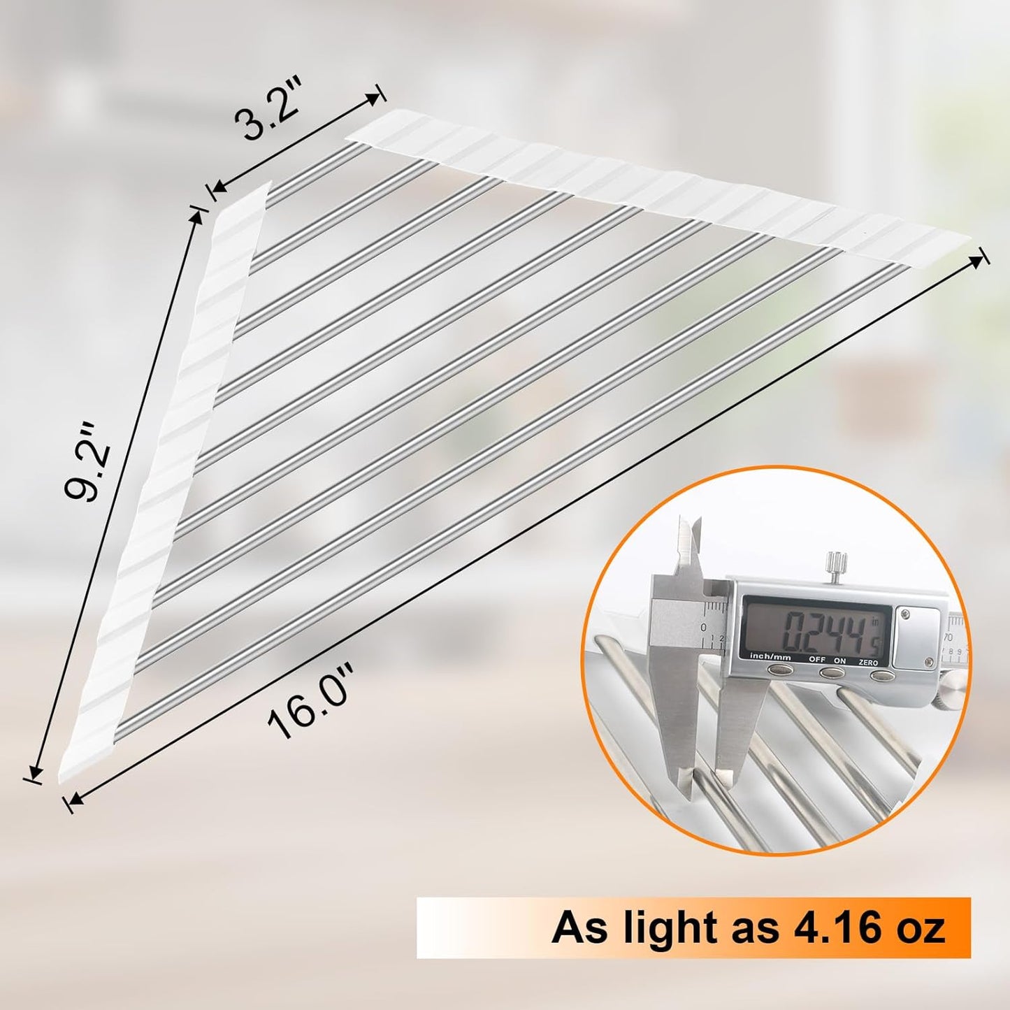 Corner Sink Caddy Triangle Dish Drying Rack for Sink Corner, Sponge Holder Roll Up Dish Drying Rack Over The Sink, Stainless Steel Kitchen Sink Organizer Drainer Mat Sponge Caddy for Counter Storage