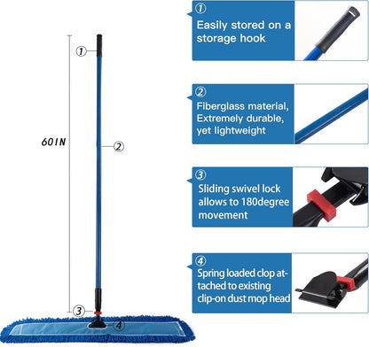 Matthew Cleaning 24'' Industrial Strength Cotton Dust Mop Refill Washable Replacement Heads for Residential & Commercial Use Fit Standard Dust Mop Frames, Hardwood, Laminate, Concrete Floors 3 Pack