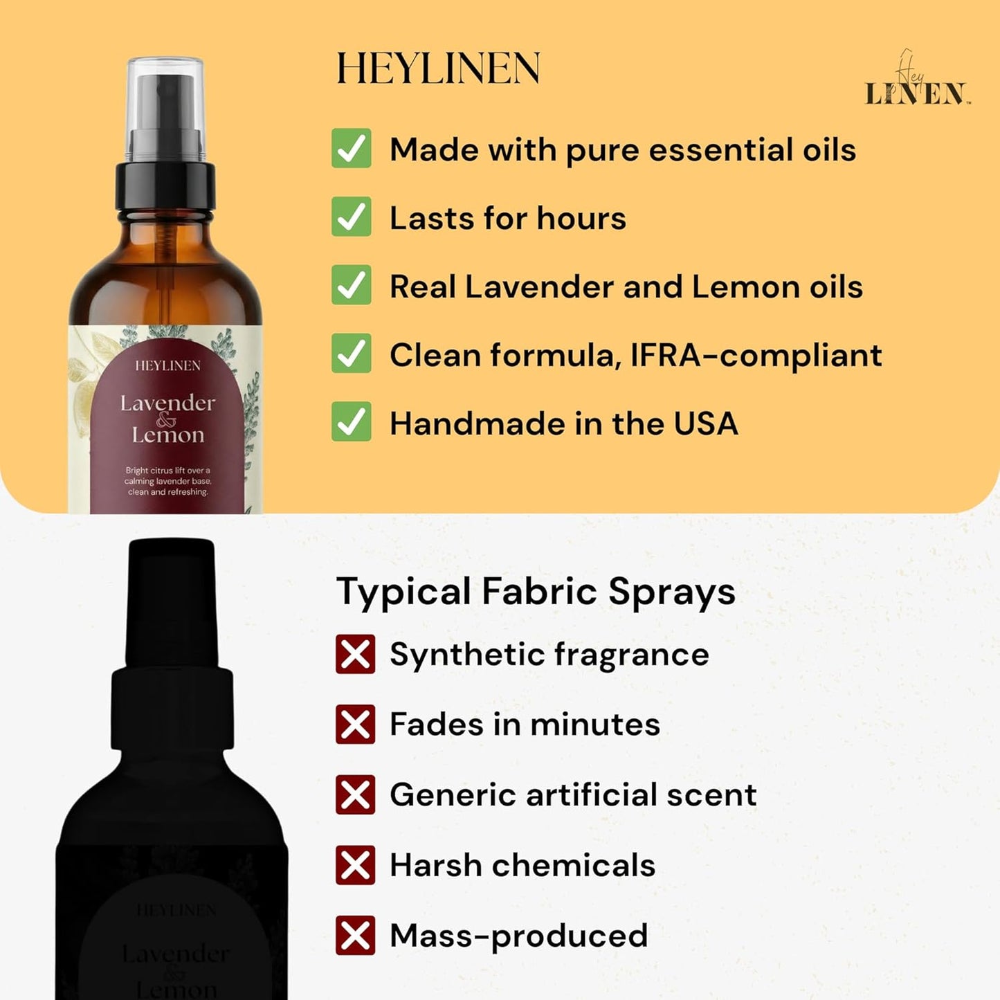 Lavender & Lemon Linen Spray | Clean Refreshing Aromatherapy Made with Pure Essential Oils | Fabric Freshener & Deodorizer for Carpet Kitchen Laundry Bathroom | 4 fl oz
