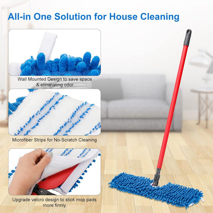 CLEAN PIONEER 3 Pack Mop Heads Replacement Compatible for Oceda Dual-Action Flip System, Dry and Wet Used, Chenille Double Sided Mop Refills Head for Most Hardwood Floors