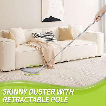 IVYROLL Cobweb Duster with Extension Pole, Spider Web Brush & Ceiling Cleaning Kit, 100" Microfiber Feather Duster Cleaner with Washable Head for Ceiling Fan, Furniture, Home
