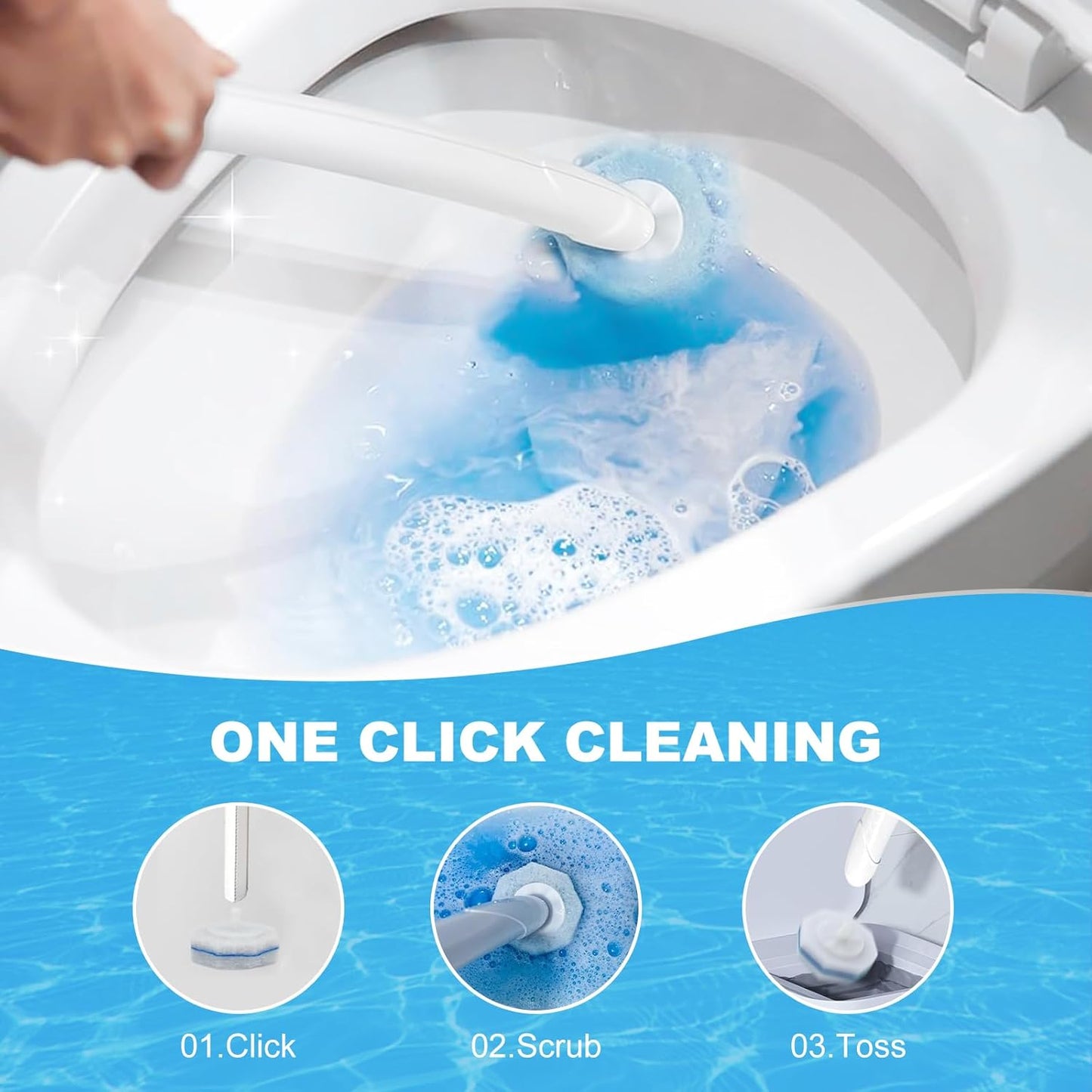 64Pcs Toilet Wand Refills for Clorox, Disposable Toilet Bowl Cleaners Scrubber, 5X Cleaning Power Upgrade Formula Disposable Toilet Bowl Wand Refills Compatible with Clorox and the Most Toilet Brushes