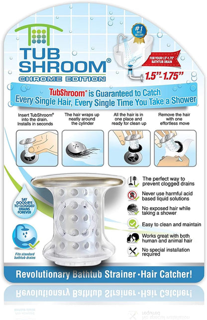 TubShroom Tub Drain Hair Catcher, Chrome & Drano Max Gel Drain Clog Remover and Cleaner for Shower or Sink Drains, Unclogs and Removes Hair, Soap Scum, Blockages, 80 oz