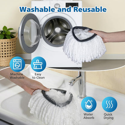 8 Pack RinseClean Spin Mop Replacement Head Refills Compatible with O Ceda RinseClean 2 Tank System, Blue Microfiber Mop Refills for Floor Cleaning