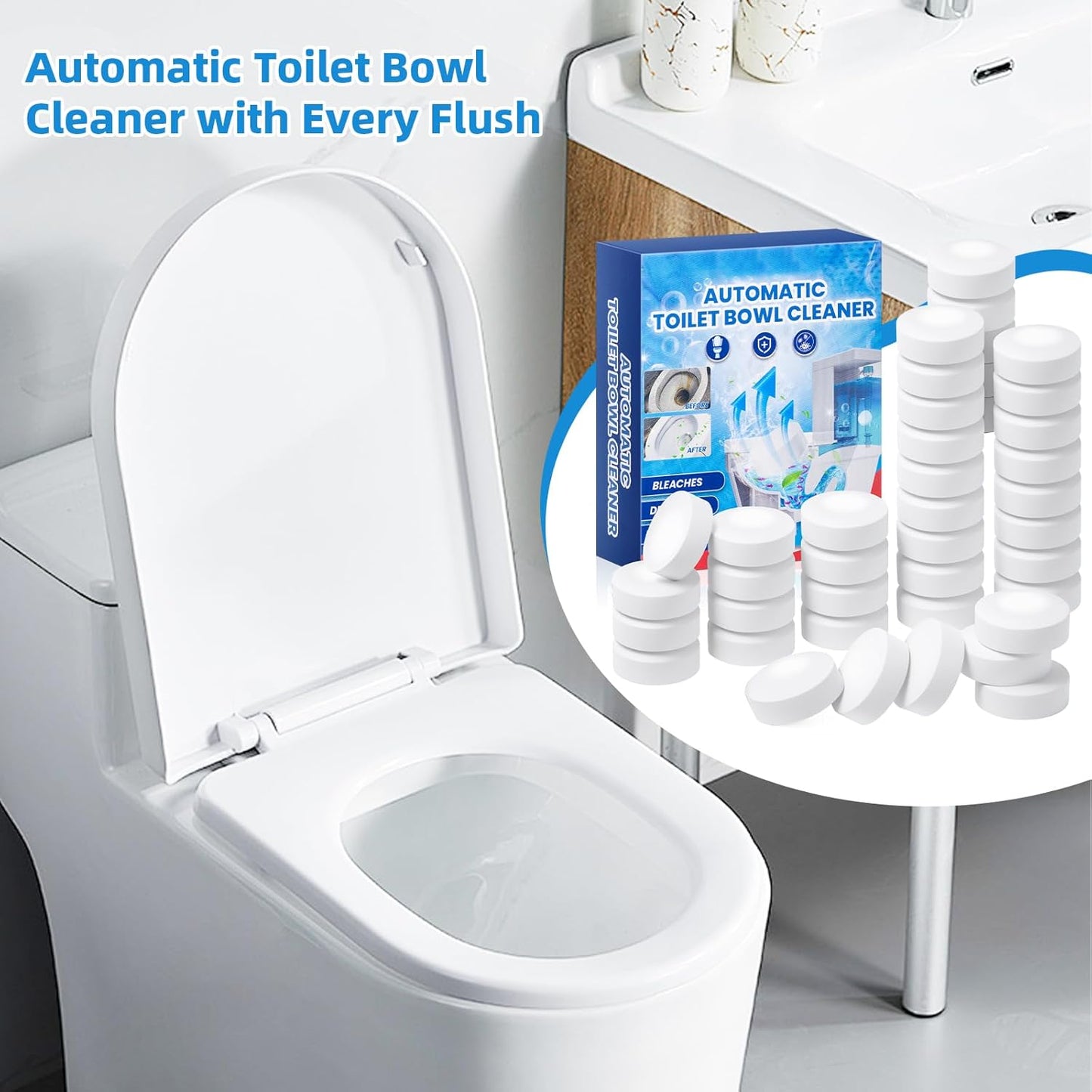 G · PEH 40 Pack Toilet Bowl Cleaner Tablets, Automatic Toilet Bowl Cleaners Effortless Maintenance for High-Traffic & Residential Bathrooms, Fresh Toilet Deep Cleaning Limescale