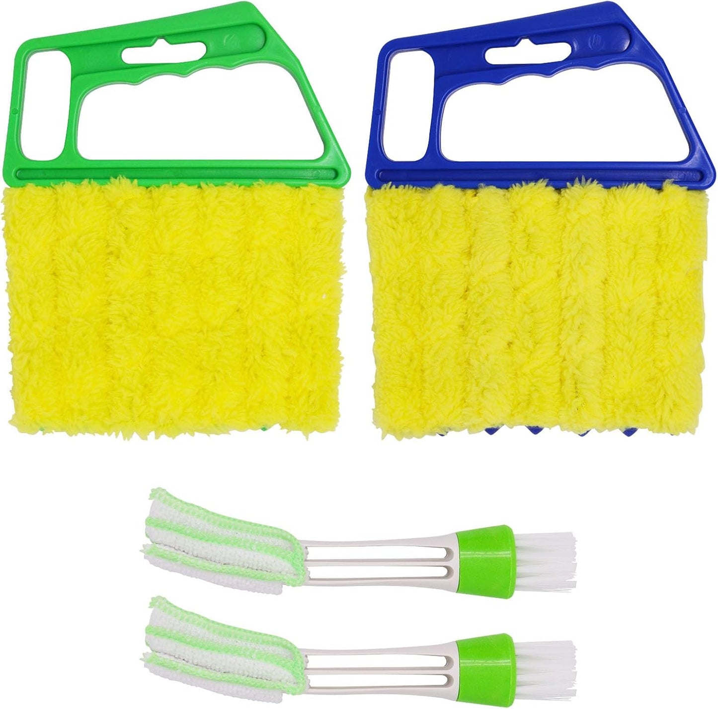 4pcs Blind Cleaner Duster Tool, Blind Duster for Vinyl Blinds Window Venetian 7 Finger Dusting Cleaner Brush for Window, Air Conditione Dust Dirt (Blue & Green)