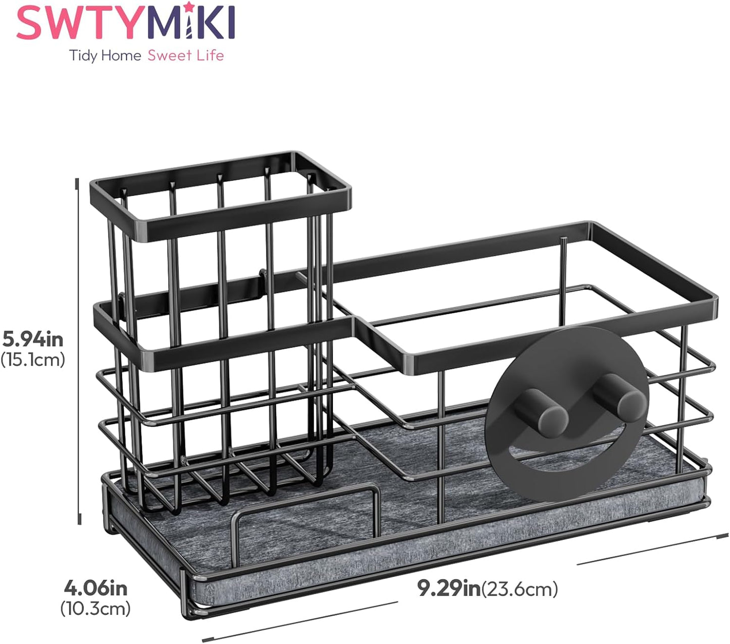 SWTYMIKI Sponge Holder for Kitchen Sink - 2 Tier Rustproof Sink Caddy with Instant Drying Stone, Removable Dish Brush Holder, Stainless Steel Kitchen Caddy for Coutertop Storage Accessories