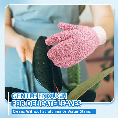 MIG4U Microfiber Dusting Gloves House Cleaning Glove for Blinds, Windows, Shutters, Furniture, and Car, Reusable Lint-Free Pink 1 Pair S/M