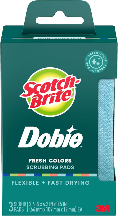 Scotch-Brite Dobie Non-Scratch All-Purpose Scrub Pads, 12 Total Pads (6 Packs of 2), Reusable Scouring Sponges for Kitchen & Bathroom, Safe on Non-Stick Cookware, Yellow