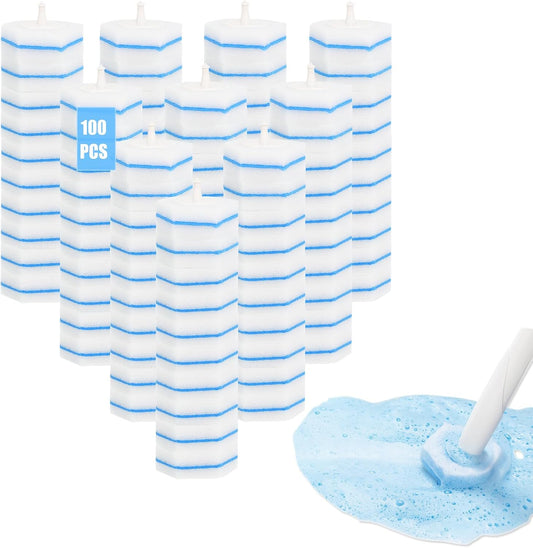 Disposable Toilet Bowl Wand Refills, Toilet Cleaner Refill Pads Compatible with Most Wands, Disposable Toilets Brush Replacement Head Scrubbing Pads for Bathroom Cleaning(100 Packs)