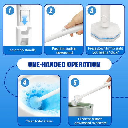 Disposable Toilet Brush and Holder Set, with 50 PCS Toilet Bowl Wand Refills for Clorox, Wall Mounted Disposable T-oilet Bowl Wand Kit, for Bathroom, Sink & Bathtub, Touchless T-oilet Cleaning System