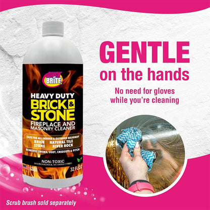 Quick 'n Brite Fireplace Gel Cleaner for Brick, Stone, Rock, Tile, and Marble, Nonabrasive Fireplace Cleaner, Made in the USA, 16 oz