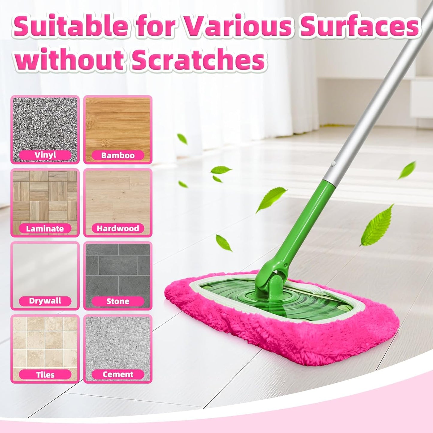 Reusable Mop Pads Compatible with Swiffer Sweeper Mop, Microfiber Dry Sweeping Cloths & Machine Washable Wet Pads Refill for Use on All Sealed Floors - Stone, Hardwood, Laminate & Tile (6 Blue)