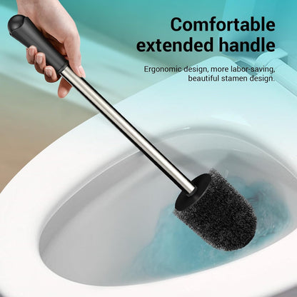 AONEZ Compact Toilet Brush & Holder, Stainless Steel Handle, Space Saving for Storage, Deep Cleaning, Drip-Proof, Easy to Assemble, Nylon Bristles, White & Grey