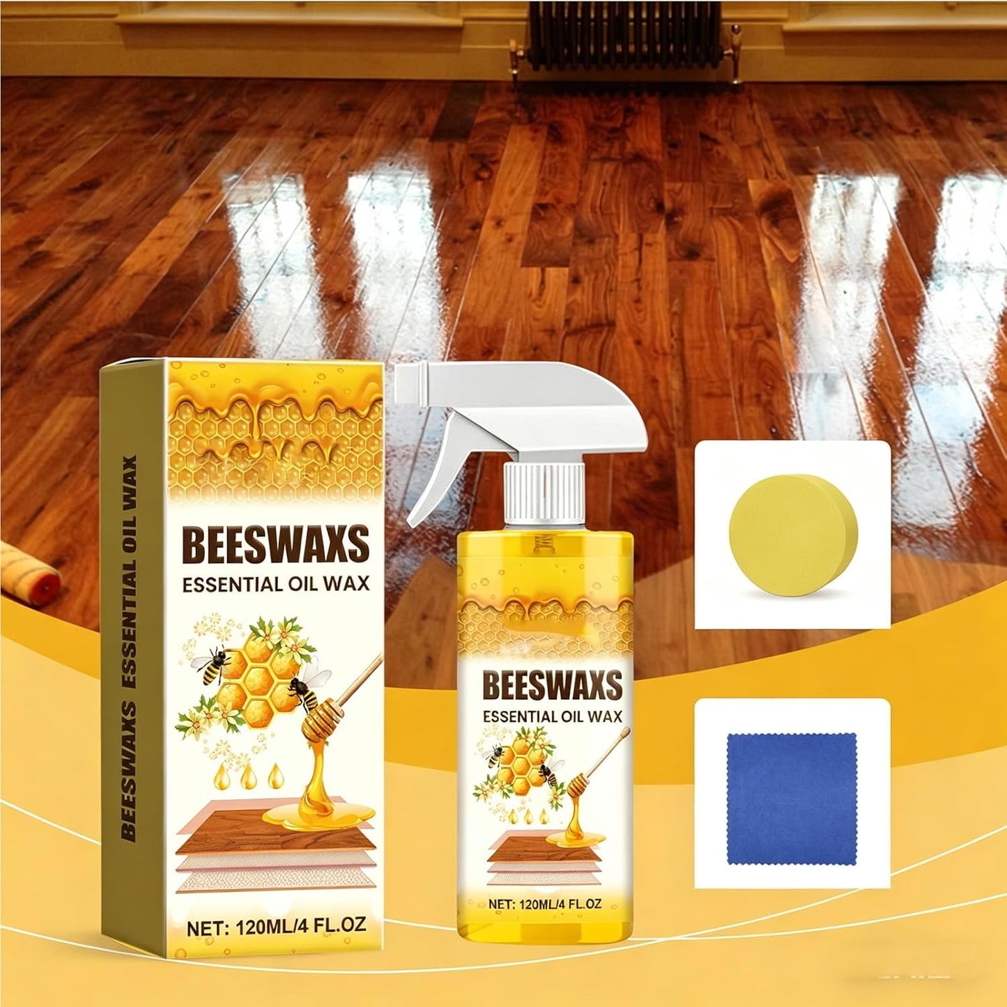 Beeswax Wood Polish Spray,2026 Bees Wax Furniture Polish and Cleaner, Natural Beeswax Wood Polishing Spray,Deep Clean for Hardwood Floors, Furniture and Cabinet (1pcs)