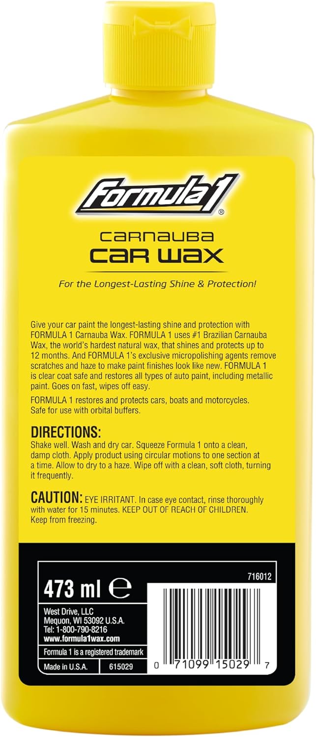 Formula 1 Fast Wax Carnauba Detailing Spray – Car Wax for Natural Gloss – Easy to Use Exterior Detailing Supplies for All Paint Finishes (16 ounce)