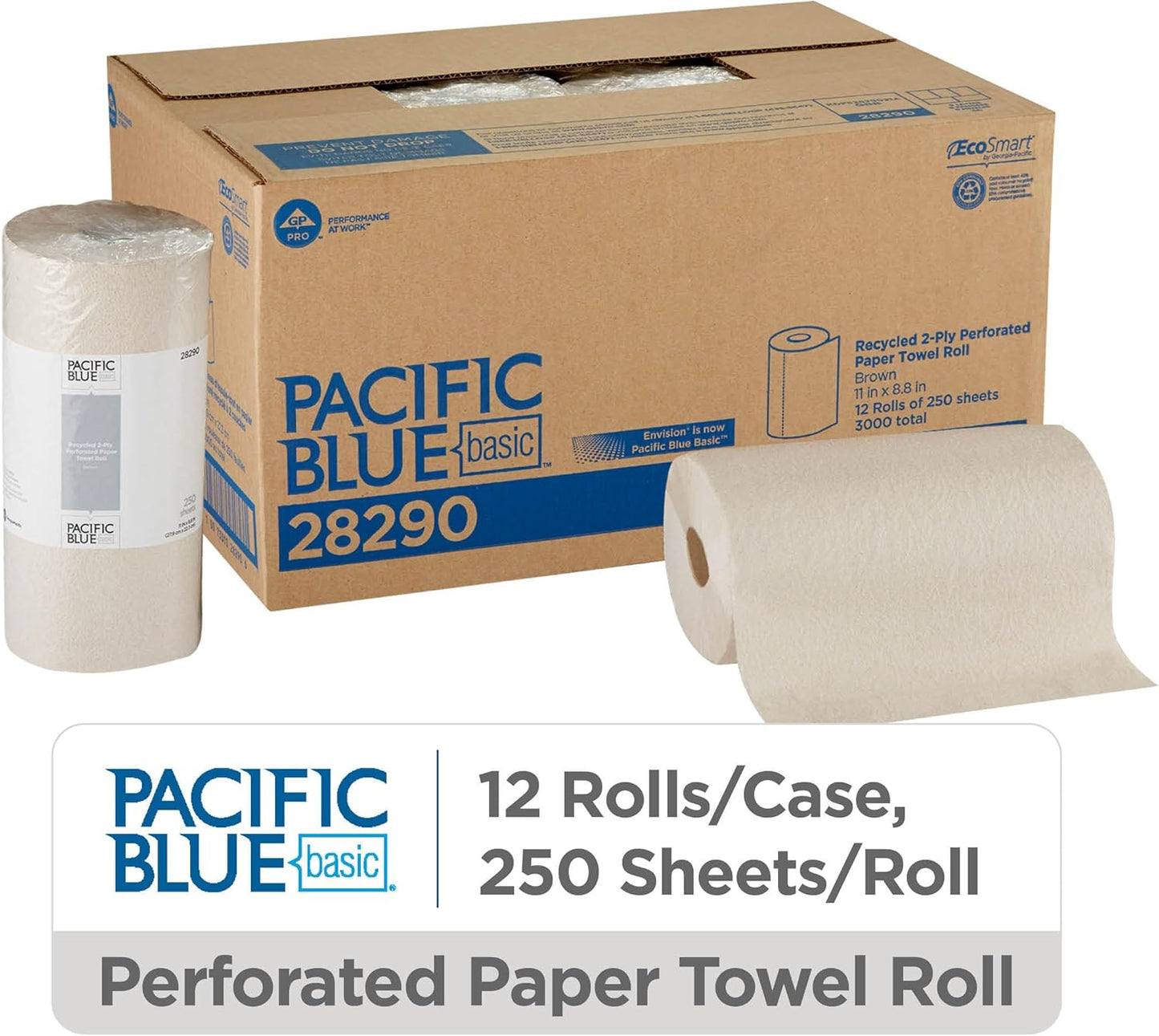 Georgia-Pacific Pacific Blue Select 2-Ply Perforated Roll Paper Towel, White, 85 Sheets Per Roll, 30 Rolls Per Case, 27385